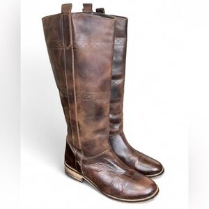Vintage Western Style Musse & Cloud Brown Leather Riding Boots